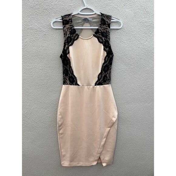 Womens Bailey Blue Dress Size Medium Pink and Black Lace Sleeveless Tight - Picture 1 of 12